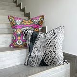 Velvet Ikat Cushion Ice | Velvet Ikat Pillow Ice
