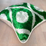 Velvet Ikat Cushion Green Hills | Velvet Ikat Pillow Green Hills