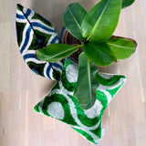 Velvet Ikat Cushion Green Hills | Velvet Ikat Pillow Green Hills