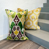 Velvet Ikat Cushion Follow the Sun | Velvet Ikat Pillow Follow the Sun