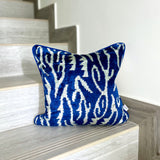 Velvet Ikat Cushion Blue Zebra | Velvet Ikat Pillow Blue Zebra