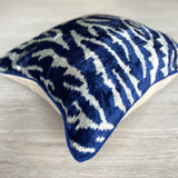 Velvet Ikat Cushion Blue Zebra | Velvet Ikat Pillow Blue Zebra
