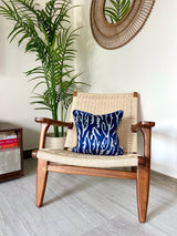 Velvet Ikat Cushion Blue Zebra | Velvet Ikat Pillow Blue Zebra