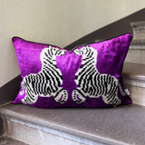 Velvet Ikat Cushion Zebras Purple | Velvet Ikat Pillow Zebras Purple