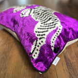 Velvet Ikat Cushion Zebras Purple | Velvet Ikat Pillow Zebras Purple