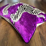Velvet Ikat Cushion Zebras Purple | Velvet Ikat Pillow Zebras Purple