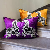 Velvet Ikat Cushion Zebras Purple | Velvet Ikat Pillow Zebras Purple