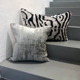 Velvet Ikat Cushion White Zebra | Velvet Ikat Pillow White Zebra