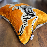 Velvet Ikat Cushion Zebras Yellow | Velvet Ikat Pillow Zebras Yellow