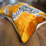 Velvet Ikat Cushion Zebras Yellow | Velvet Ikat Pillow Zebras Yellow