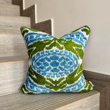 Olive Velvet Ikat Pillow Cover