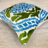 Olive Velvet Ikat Pillow Cover