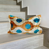 Velvet Ikat Cushion Birds Bright | Velvet Ikat Pillow Birds Bright