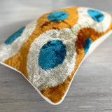Velvet Ikat Cushion Birds Bright | Velvet Ikat Pillow Birds Bright