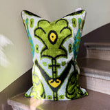 Green Thumb Velvet Ikat Pillow Cover