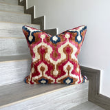 Velvet Ikat Cushion Fire | Velvet Ikat Pillow Fire