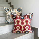 Velvet Ikat Cushion Fire | Velvet Ikat Pillow Fire