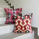 Velvet Ikat Cushion Fire | Velvet Ikat Pillow Fire
