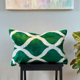 Velvet Ikat Cushion Emerald | Velvet Ikat Pillow Emerald
