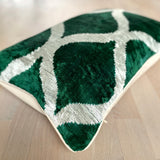 Velvet Ikat Cushion Emerald | Velvet Ikat Pillow Emerald