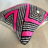 Velvet Ikat Cushion Pink Labyrinth | Velvet Ikat Pillow Pink Labyrinth
