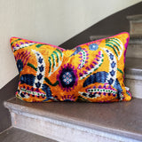 Orange Blossom Velvet Ikat Pillow Cover