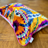 Orange Blossom Velvet Ikat Pillow Cover