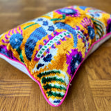 Orange Blossom Velvet Ikat Pillow Cover