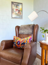 Orange Blossom Velvet Ikat Pillow Cover