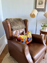 Orange Blossom Velvet Ikat Pillow Cover