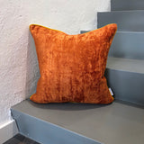 Velvet Ikat Cushion Rusty Orange | Velvet Ikat Pillow Rusty Orange