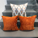 Velvet Ikat Cushion Rusty Orange | Velvet Ikat Pillow Rusty Orange