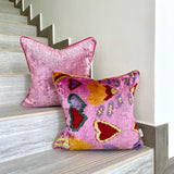 Velvet Ikat Cushion Powder Pink | Velvet Ikat Pillow Powder Pink