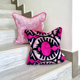 Velvet Ikat Cushion Powder Pink | Velvet Ikat Pillow Powder Pink