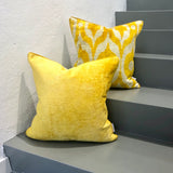 Yellow Velvet Ikat Pillow Cover
