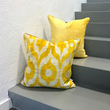Yellow Velvet Ikat Pillow Cover