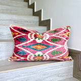 Velvet Ikat Cushion Pink Coral | Velvet Ikat Pillow Pink Coral
