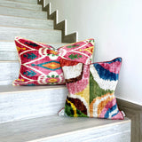Velvet Ikat Cushion Pink Coral | Velvet Ikat Pillow Pink Coral
