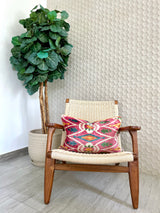 Velvet Ikat Cushion Pink Coral | Velvet Ikat Pillow Pink Coral