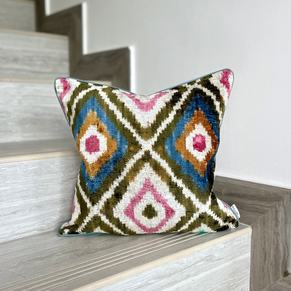 Velvet Ikat Cushion Aztec | Velvet Ikat Pillow Aztec