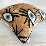 Velvet Ikat Cushion Evil Eye Beige | Velvet Ikat Pillow Evil Eye Beige
