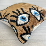 Velvet Ikat Cushion Evil Eye Beige | Velvet Ikat Pillow Evil Eye Beige