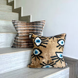 Velvet Ikat Cushion Evil Eye Beige | Velvet Ikat Pillow Evil Eye Beige