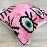 Velvet Ikat Cushion Evil Eye Pink | Velvet Ikat Pillow Evil Eye Pink