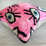 Velvet Ikat Cushion Evil Eye Pink | Velvet Ikat Pillow Evil Eye Pink