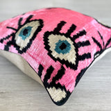 Velvet Ikat Cushion Evil Eye Pink | Velvet Ikat Pillow Evil Eye Pink