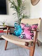 Velvet Ikat Cushion Evil Eye Pink | Velvet Ikat Pillow Evil Eye Pink