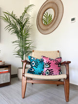 Velvet Ikat Cushion Evil Eye Turquoise | Velvet Ikat Pillow Evil Eye Turquoise