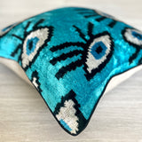 Velvet Ikat Cushion Evil Eye Turquoise | Velvet Ikat Pillow Evil Eye Turquoise