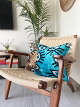 Velvet Ikat Cushion Evil Eye Turquoise | Velvet Ikat Pillow Evil Eye Turquoise